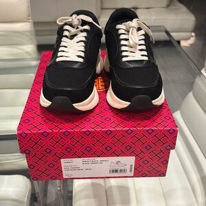 Tory Burch Black Sneakers kick Trainer Chevrons Mesh